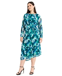 Maggy London Plus Side-Twist Asymmetric-Hem Dress