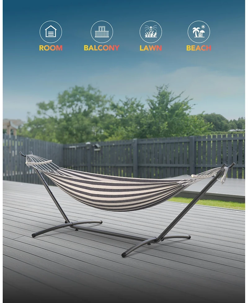 Everyfun Brazilian Hammock with Adjustable Stand- Stylish Hammock Bed w/Storage Bag, 600lb Capacity