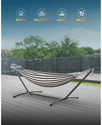Everyfun Brazilian Hammock with Adjustable Stand- Stylish Hammock Bed w/Storage Bag, 600lb Capacity