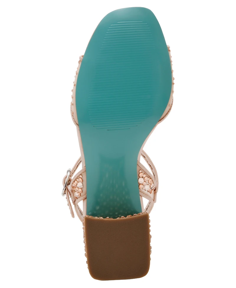 Betsey Johnson Women's Otis Rhinestone Block Heel Sandals