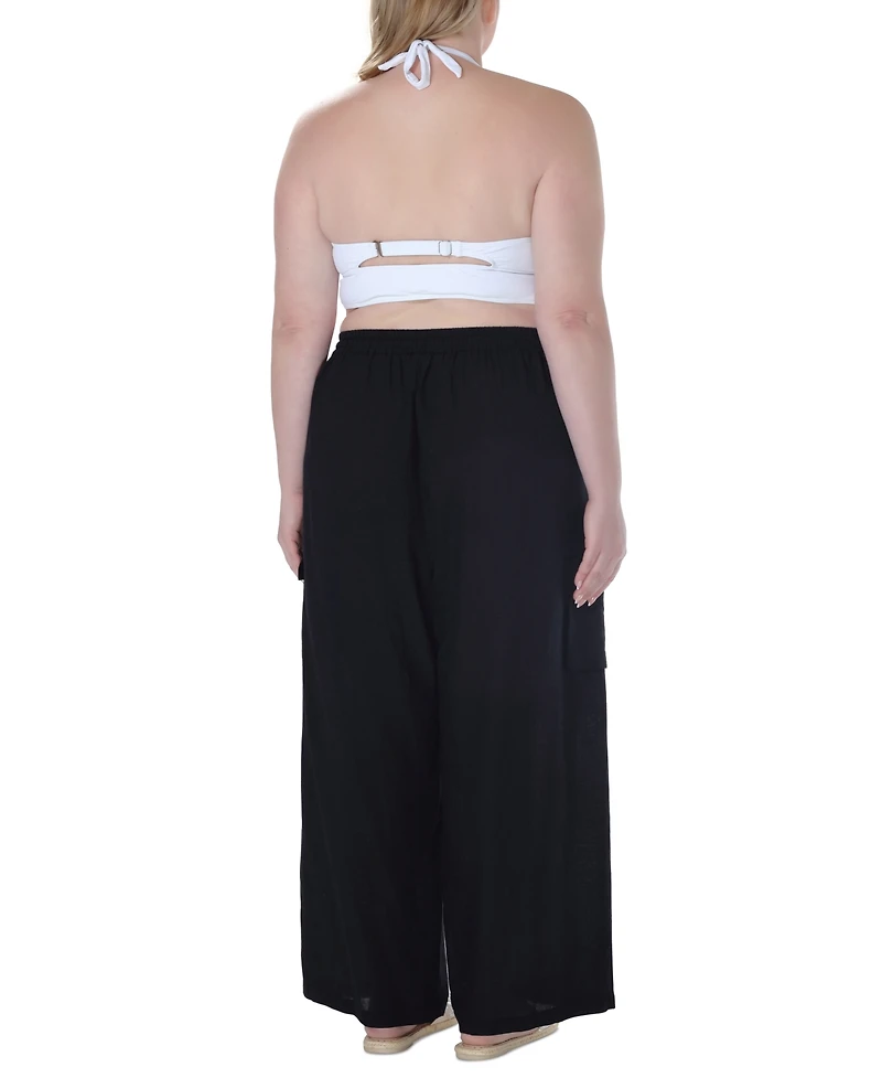 Raviya Plus Size High Rise Pull-On Cover-Up Cargo Pants