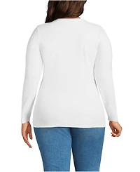 Lands' End Women's Plus Long Sleeve Micro Rib T-Shirt