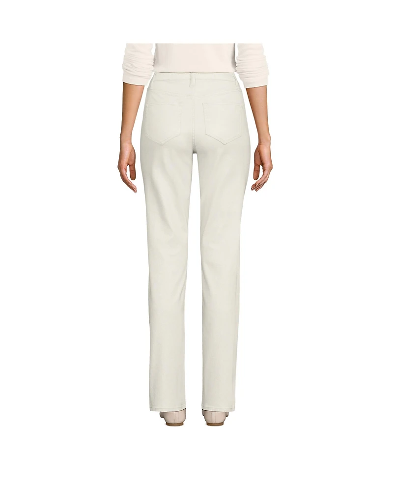 Lands' End Women's High Rise Metallic Coated Denim Straight Leg Jeans