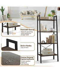 Gouun 4-Tier Bookshelf with Metal Frame and Adjustable Foot Pads
