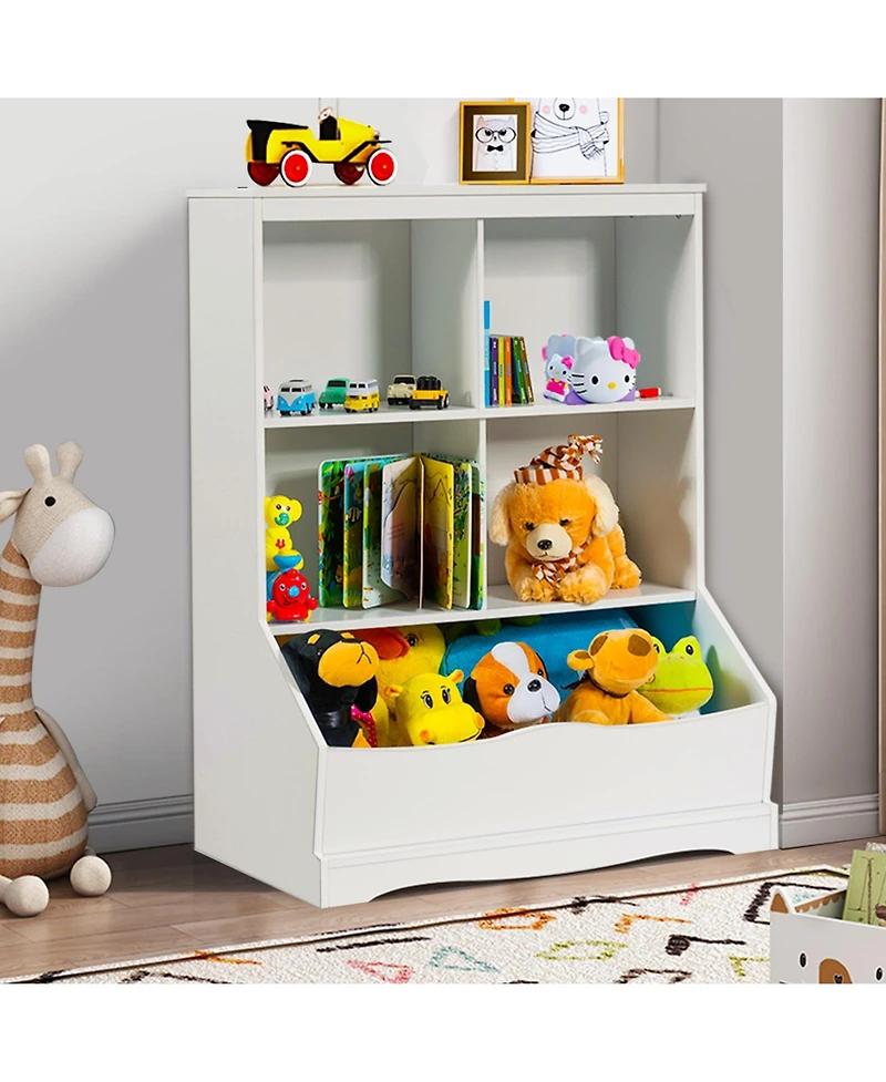 Gouun 3-Tier Children's Multi-Functional Bookcase Toy Storage Bin Floor Cabinet