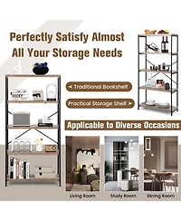 Gouun 5-Tier Industrial Bookshelf Display Storage Rack with Metal Frame