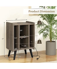 Gouun Vinyl Record Storage Turntable Stand with 4 Open Shelves