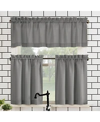 Martine Microfiber Semi-Sheer Rod Pocket Kitchen Curtain Valance Tiers Set