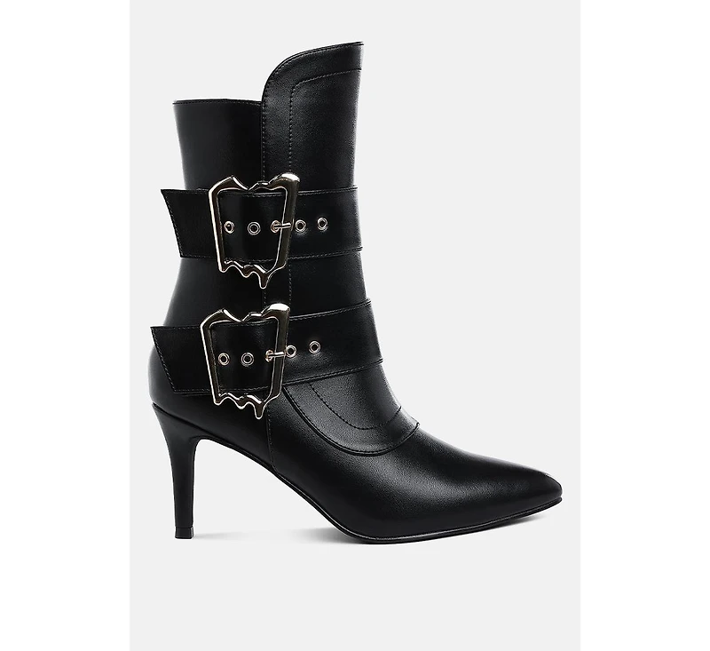 Ebera Chunky Buckle Strap Ankle Boots