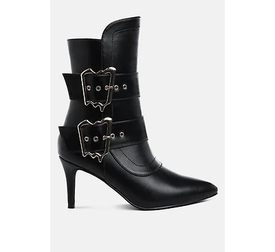Ebera Chunky Buckle Strap Ankle Boots