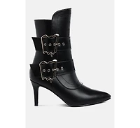 Ebera Chunky Buckle Strap Ankle Boots