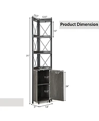 Gouun Tall Corner Storage Cabinet with 3-Tier Shelf and Enclosed Cabinet