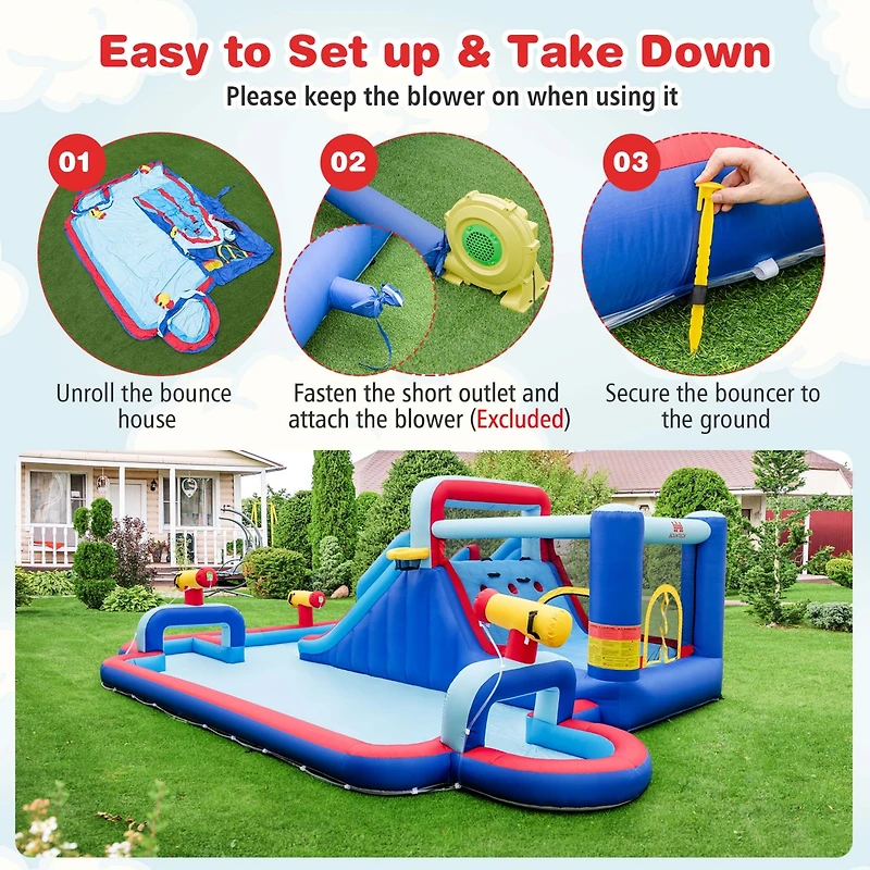 Inflatable Water Slide Park Kids Bounce House Climbing Jumping without Blower