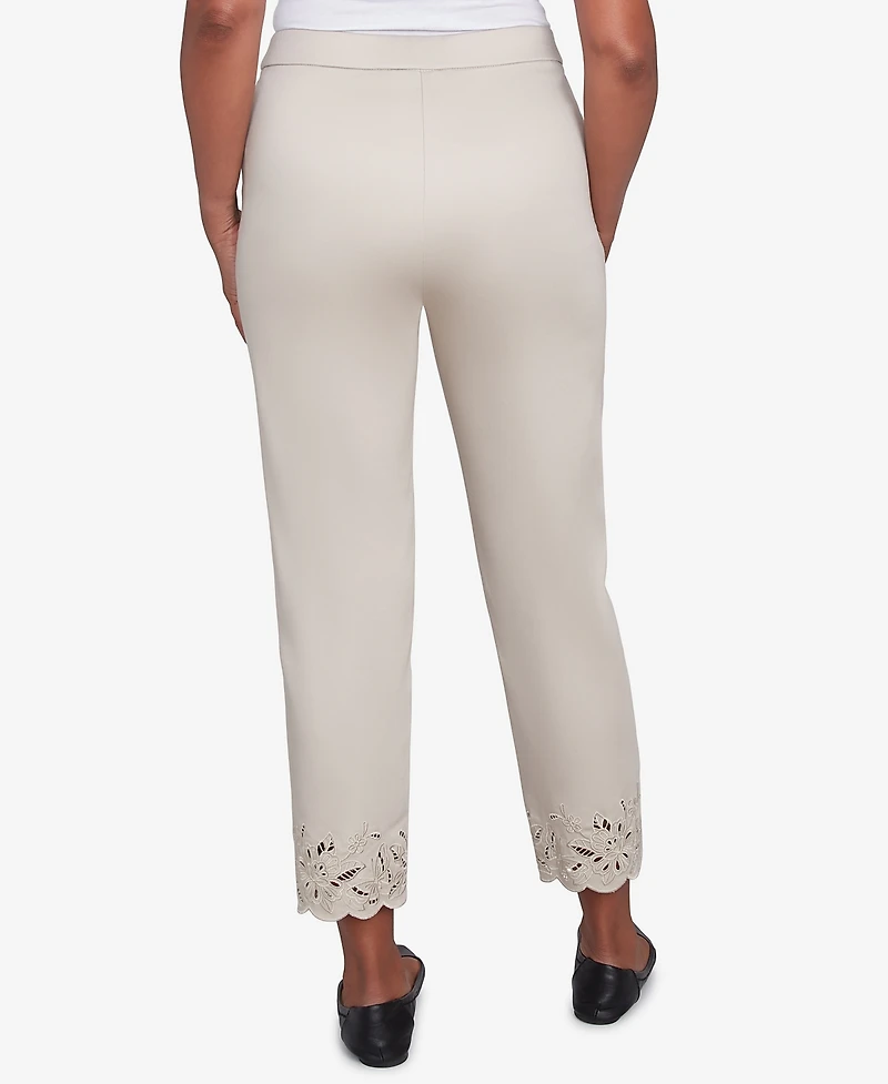 Alfred Dunner Women's Coming Up Roses Floral Cut Out Ankle Pants