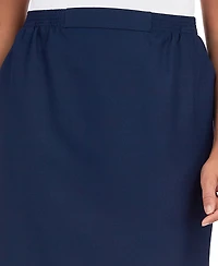 Alfred Dunner Women's Cinch Waist Midi Skirt with Slant Pockets