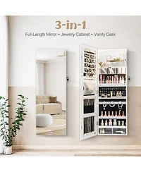 Gouun Wall Mounted Jewelry Cabinet with Full-Length Mirror