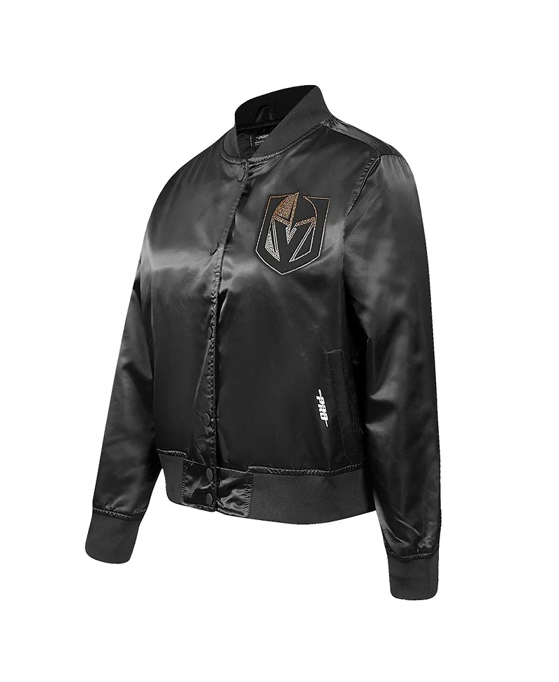 Pro Standard Women's Black Vegas Golden Knights Rhinestone Jewels Satin Full-Snap Jacket