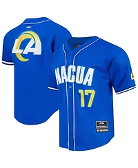 Pro Standard Men's Puka Nacua Royal Los Angeles Rams Mesh Button-Up Baseball Jersey