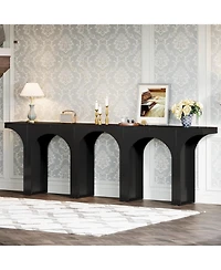 Tribesigns Console Table Set of 2, 94-Inch Entryway Console Table, Wood Sofa Table Behind Couch with Arched Base, Narrow Hallway Table