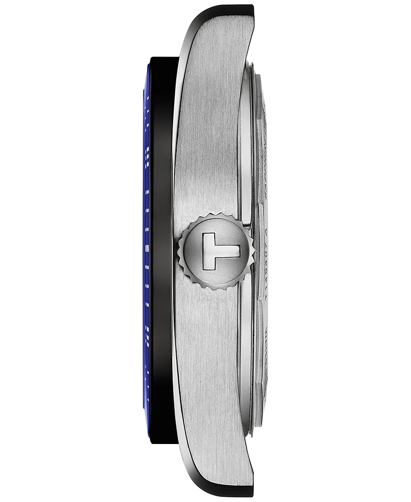 Tissot Men's Swiss Automatic PR516 Powermatic 80 Blue Perforated Leather Strap Watch 38mm