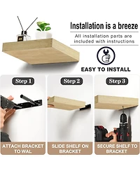 Set of 3 (9") Sorbus Square Floating Shelves with Invisible Mounting Brackets for Living Room Decor, Bedroom, Bathroom Decor, Home & Kitchen (Map