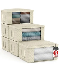 Sorbus Pack Medium Foldable Clothes Storage Bags with Clear Window, Zipper Lid and Carry Handles - for Organizing Bedroom, Closet