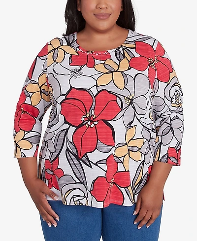 Alfred Dunner Plus Size Bold Floral Print Top