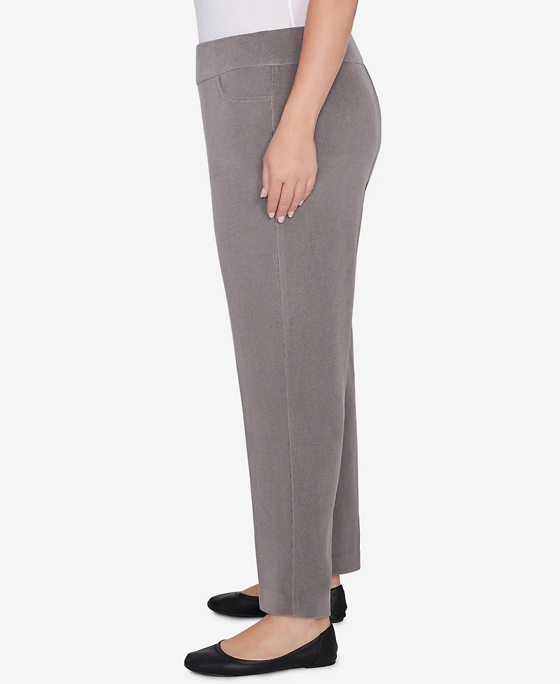 Alfred Dunner Plus Size Copenhagen Knit Corduroy Faux Fly Pull On Short Length Pants