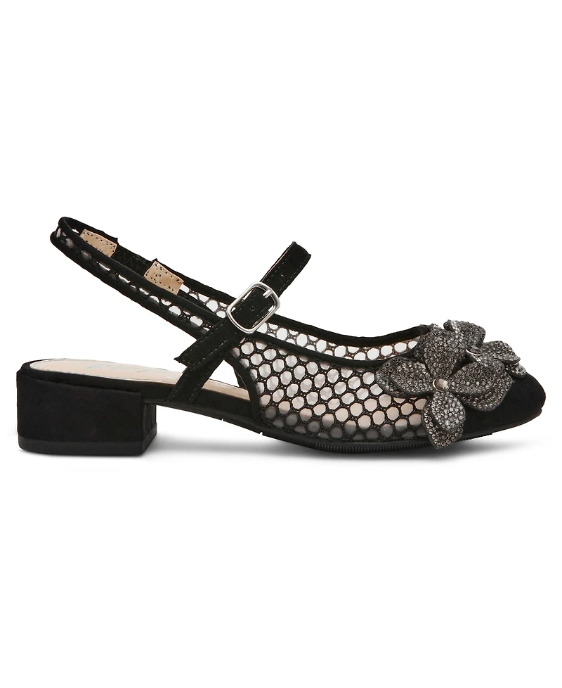 Betsey Johnson Little and Big Girls Sofya Mesh Flats with Flowers