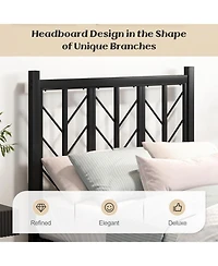 Gouun Twin Size Platform Bed with Headboard and Metal Frame-Twin Size