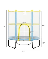 Qaba 4.6FT Trampoline for Kids with Safety Enclosure Net, Light