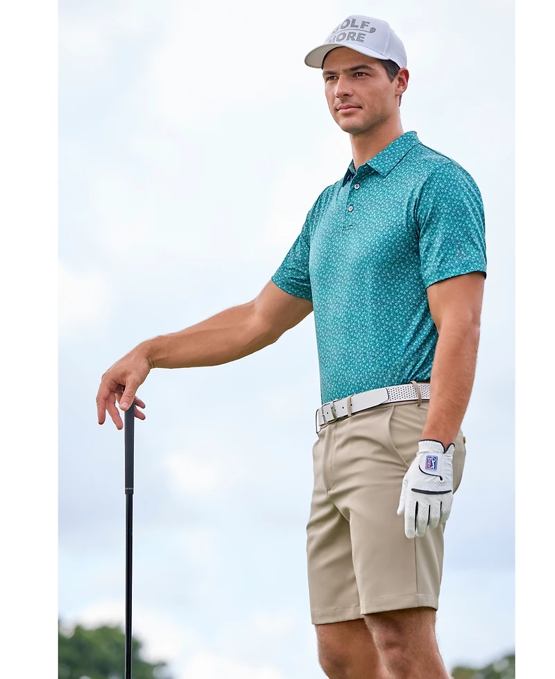 Pga Tour Men's Moisture Wicking Active Waistband 9" Golf Shorts