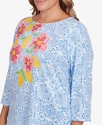 Ruby Rd. Plus Size Medallion Bold Floral Top