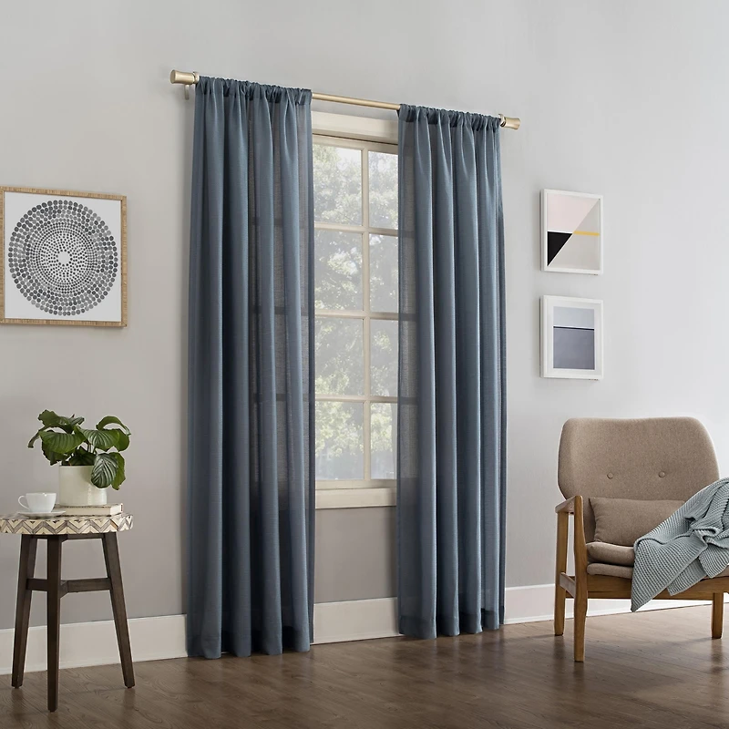 Amalfi Linen Blend Textured Semi-Sheer Rod Pocket Curtain Panel