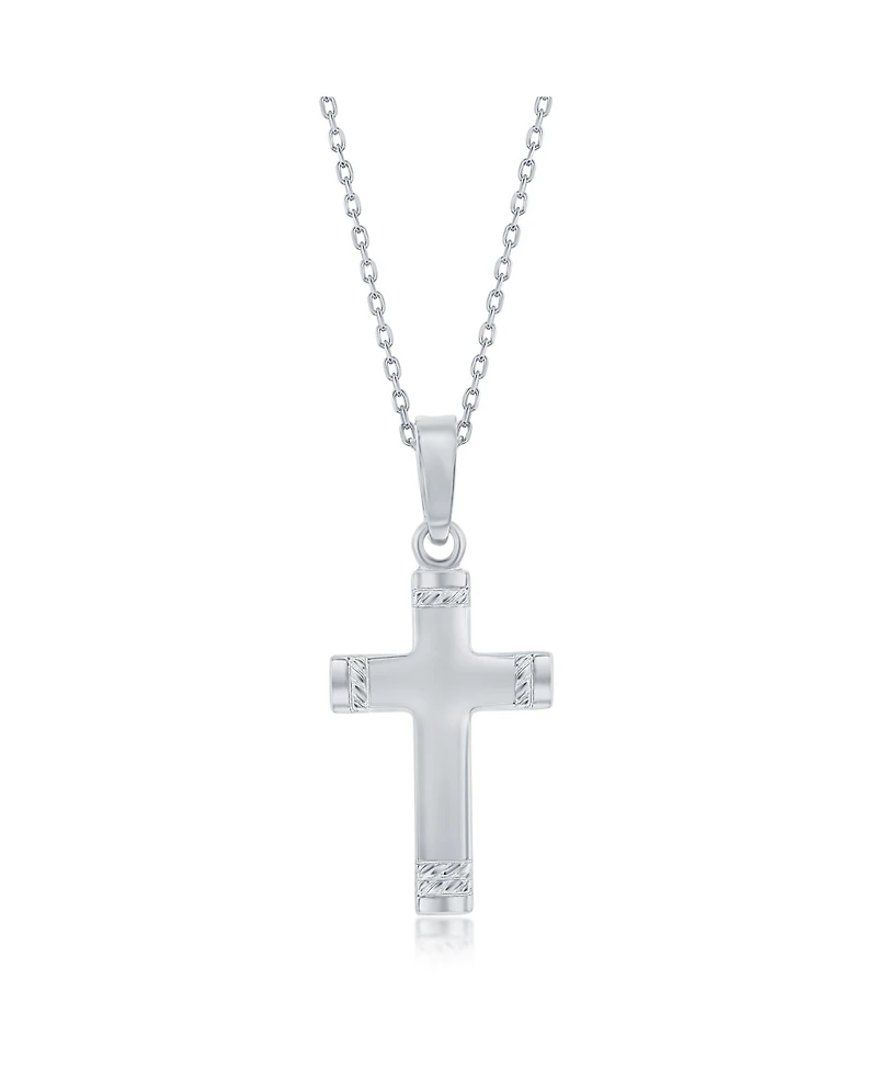 Simona Sterling Silver Textured Cross Necklace
