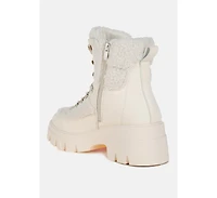 Wellerman Faux Fur Detail Chunky Hiker Boots