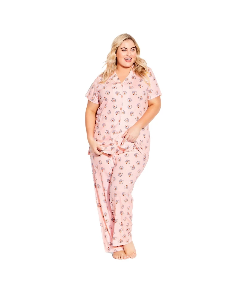 Avenue Women's Hedgehog Button Sleep Top
