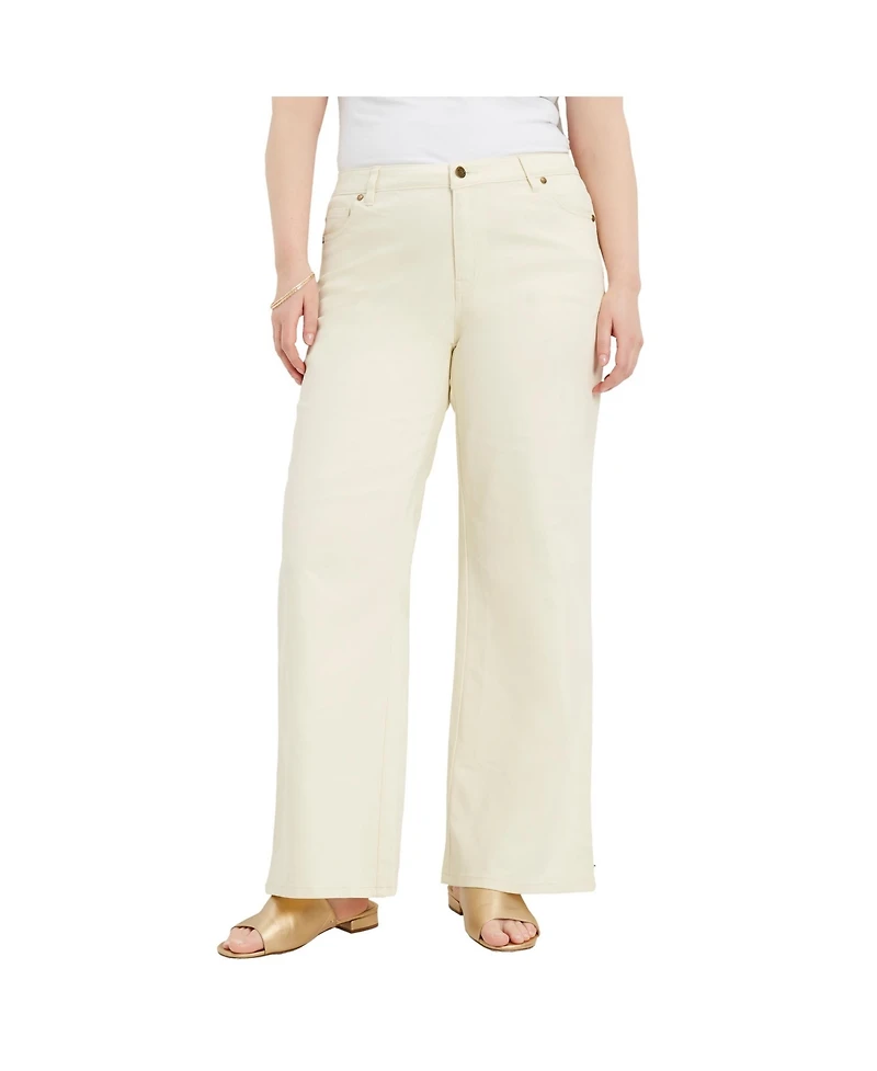 June + Vie Women's Curvie Fit Wide-Leg Jeans