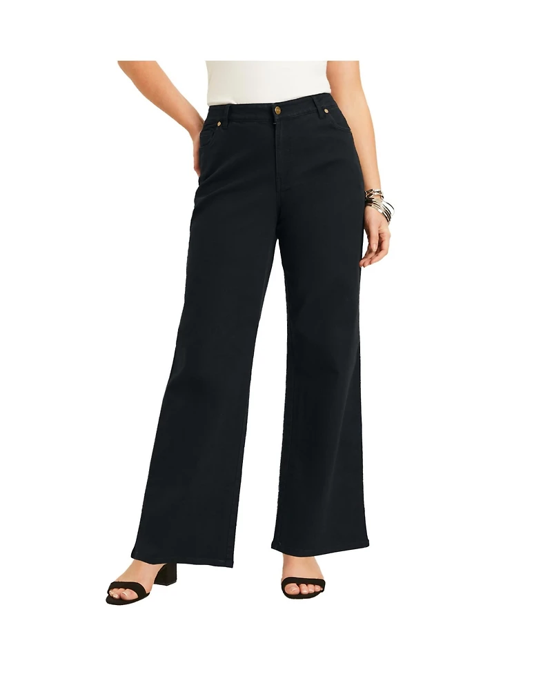 June + Vie Women's Curvie Fit Wide-Leg Jeans
