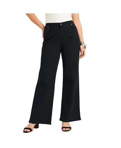 June + Vie Women's Curvie Fit Wide-Leg Jeans