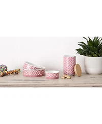Bone Dry Lattice Paw Print Pet Bowl Set/2