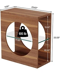 Tribesigns Narrow End Table for Living Room, 3-Tier Wood Side Table with Adjustable Tempered Glass Storage Shelf, Bedside Table Nightstand