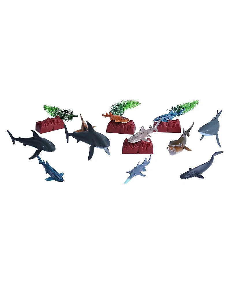Wild Republic Bucket Shark Figurines, 18 Pieces