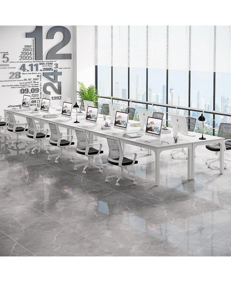 Tribesigns 78.74-Inch Conference Table Set of 6, 19FT Conference Room Table, Large Rectangle Meeting Seminar Table Set for 16-22 Person, Long Business