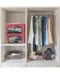 Sorbus 2 Pack Small Foldable Storage Box - Metal Frame, Oxford Fabric, Large Window & Handles - Organization for Bedroom, Linens & Clothes (Pink)