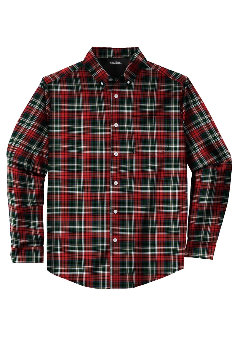 KingSize Men's Long Sleeve Wrinkle-Free Plaid Shirt