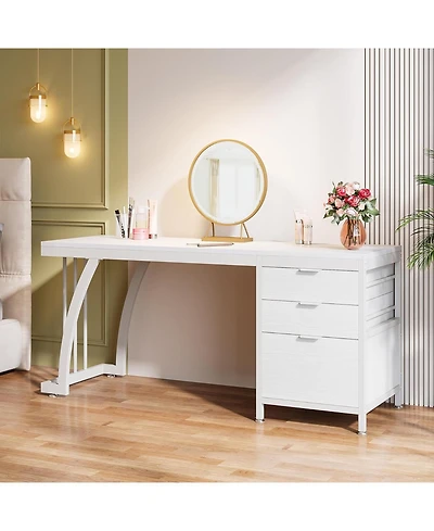 Tribesigns Vanity Desk with 3 Drawers, 59-Inch Chic Makeup for Women, Black Friday Deals