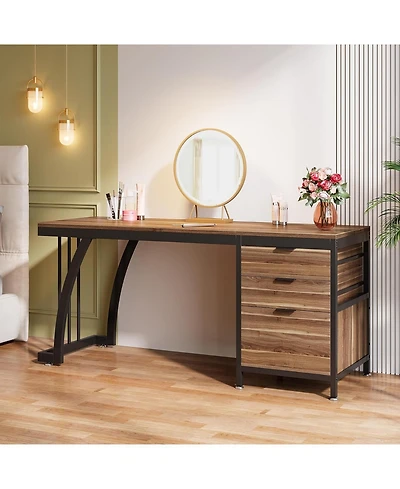 Tribesigns Vanity Desk with 3 Drawers, 59-Inch Chic Makeup for Women, Black Friday Deals