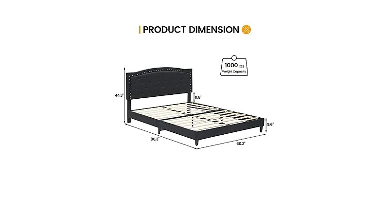 gaomon Queen Bed Frame with Adjustable Headboard