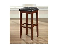 Set of 2 Vintage Mahogany Bar Stools with Upholstered Seat
